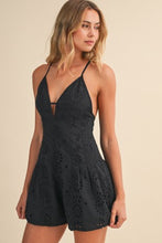 Load image into Gallery viewer, Noir Boho Eyelet Romper