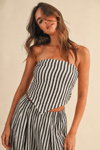 Load image into Gallery viewer, Striped Smocked Back Tie Handkercheif Top And Barrel Pants