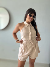 Load image into Gallery viewer, Belted Linen Halter Romper