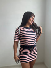 Load image into Gallery viewer, Crop T-Shirt & Striped Skort Set