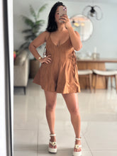 Load image into Gallery viewer, Vegan Leather Sleeveless Flare Romper
