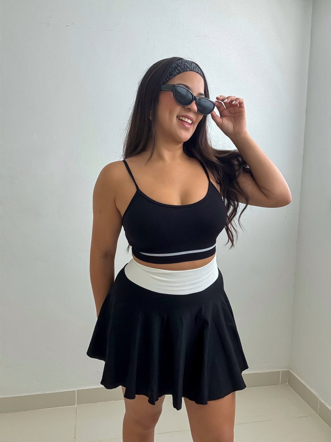 2pc Tennis Top And Skort Set With Shorts