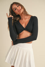 Load image into Gallery viewer, Twist Front Long Sleeve Crop Top
