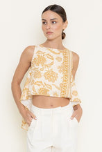 Load image into Gallery viewer, Boho Chic Floral Print Open Back Button Top
