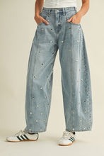 Load image into Gallery viewer, Studded Barrel Denim Pants
