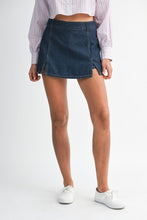Load image into Gallery viewer, Denim Mini Skort With Front Slit
