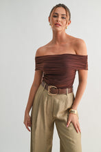 Load image into Gallery viewer, Mesh Off-shoulder Ruched Top
