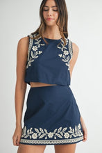 Load image into Gallery viewer, Embroidered Crop Top And Mini Skirt Set
