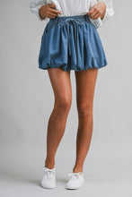 Load image into Gallery viewer, Denim Bubble Mini Skirt With Drawstring Waist
