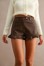 Load image into Gallery viewer, Leather Flare Ruffle Hem Shorts
