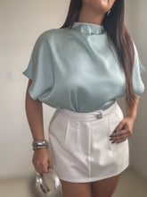 Load image into Gallery viewer, Sage Satin Oversized Blouse
