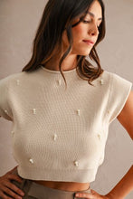 Load image into Gallery viewer, Pearl Embellished Sweater Knit Top
