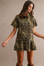Load image into Gallery viewer, Leopard Denim Mini Dress
