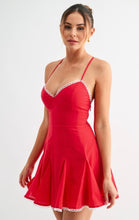 Load image into Gallery viewer, Rosette Lace-up Skater Dress
