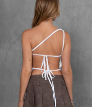 Load image into Gallery viewer, White- One Shoulder Asymmetrical Tank Top
