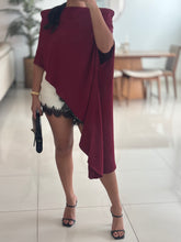 Load image into Gallery viewer, Oversized Asymmetrical Cape Top WINE
