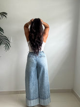 Load image into Gallery viewer, Cuffed Hem Wide Leg Denim Pants
