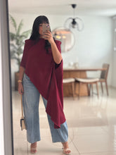 Load image into Gallery viewer, Oversized Asymmetrical Cape Top WINE
