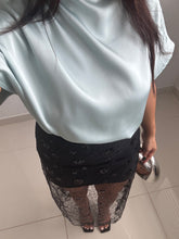 Load image into Gallery viewer, Sage Satin Oversized Blouse
