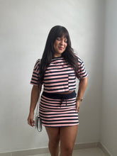 Load image into Gallery viewer, Crop T-Shirt &amp; Striped Skort Set
