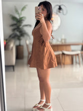 Load image into Gallery viewer, Vegan Leather Sleeveless Flare Romper
