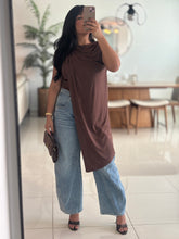 Load image into Gallery viewer, Asymmetrical Draped Top Brown
