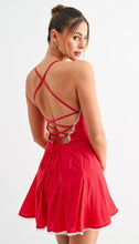Load image into Gallery viewer, Rosette Lace-up Skater Dress
