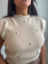 Load image into Gallery viewer, Pearl Embellished Sweater Knit Top
