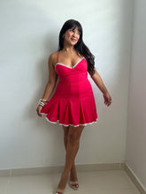 Load image into Gallery viewer, Rosette Lace-up Skater Dress
