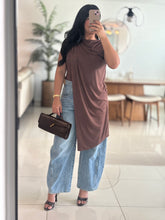 Load image into Gallery viewer, Asymmetrical Draped Top Brown
