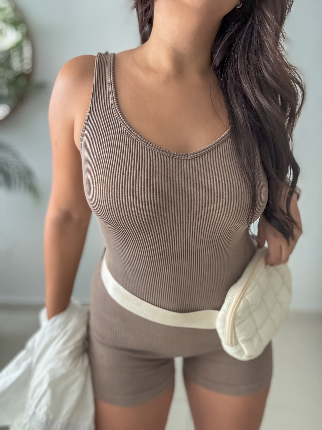 One Size Mocha Romper