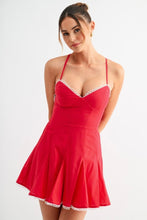 Load image into Gallery viewer, Rosette Lace-up Skater Dress
