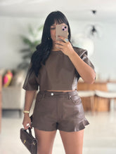 Load image into Gallery viewer, Leather Flare Ruffle Hem Shorts

