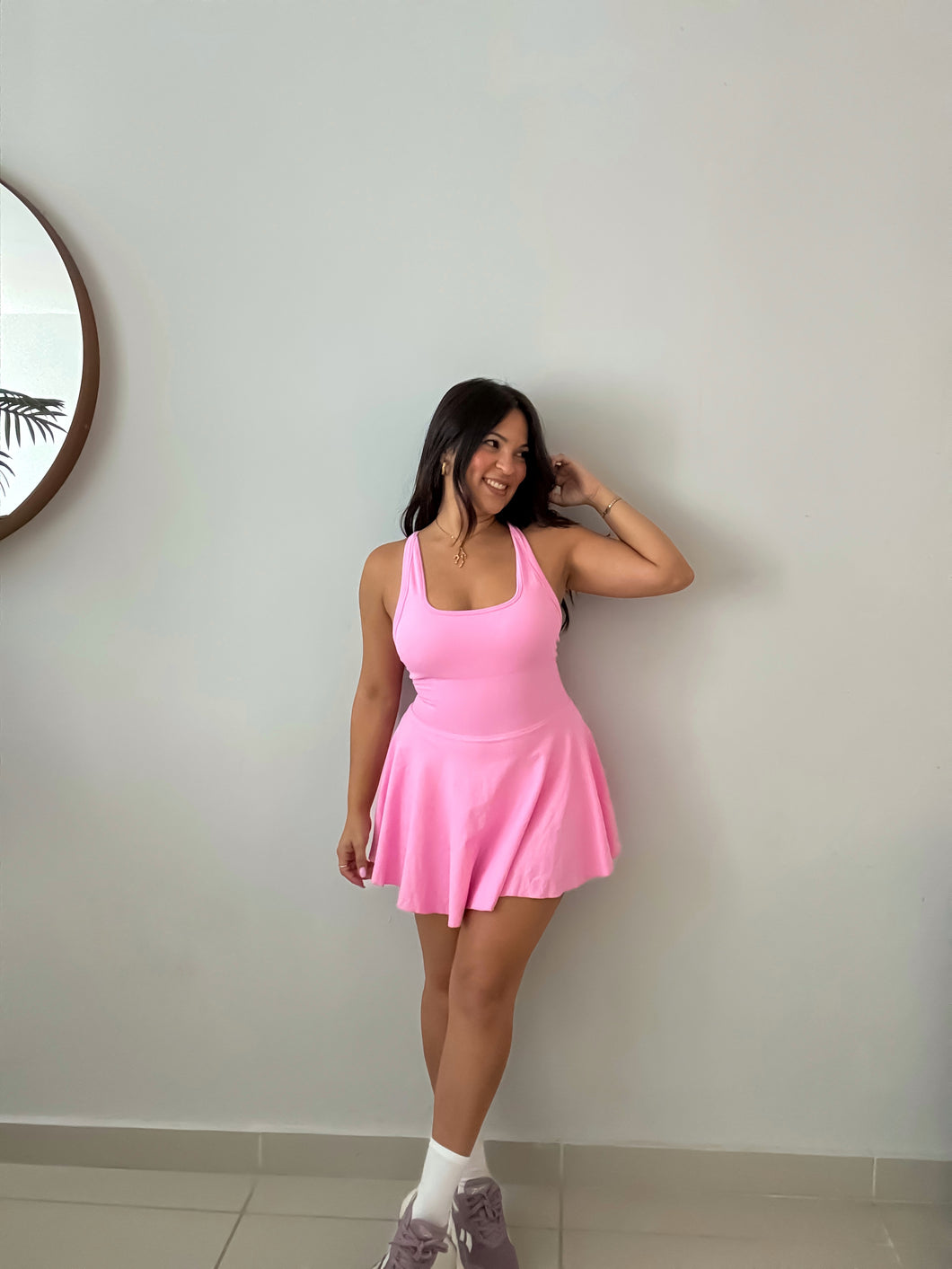 Sleeveless Cross Back Tennis Dress W/bra Shorts