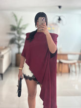 Load image into Gallery viewer, Oversized Asymmetrical Cape Top WINE
