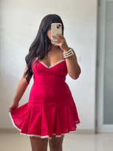 Load image into Gallery viewer, Rosette Lace-up Skater Dress
