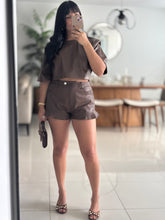 Load image into Gallery viewer, Leather Flare Ruffle Hem Shorts
