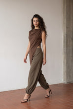 Load image into Gallery viewer, Asymmetrical Draped Top Brown
