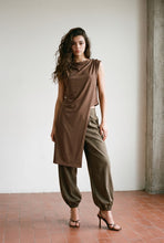 Load image into Gallery viewer, Asymmetrical Draped Top Brown
