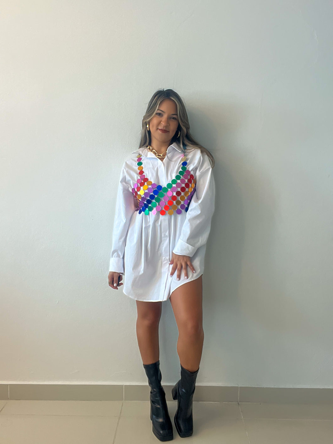 Rainbow Metallic Crop Top